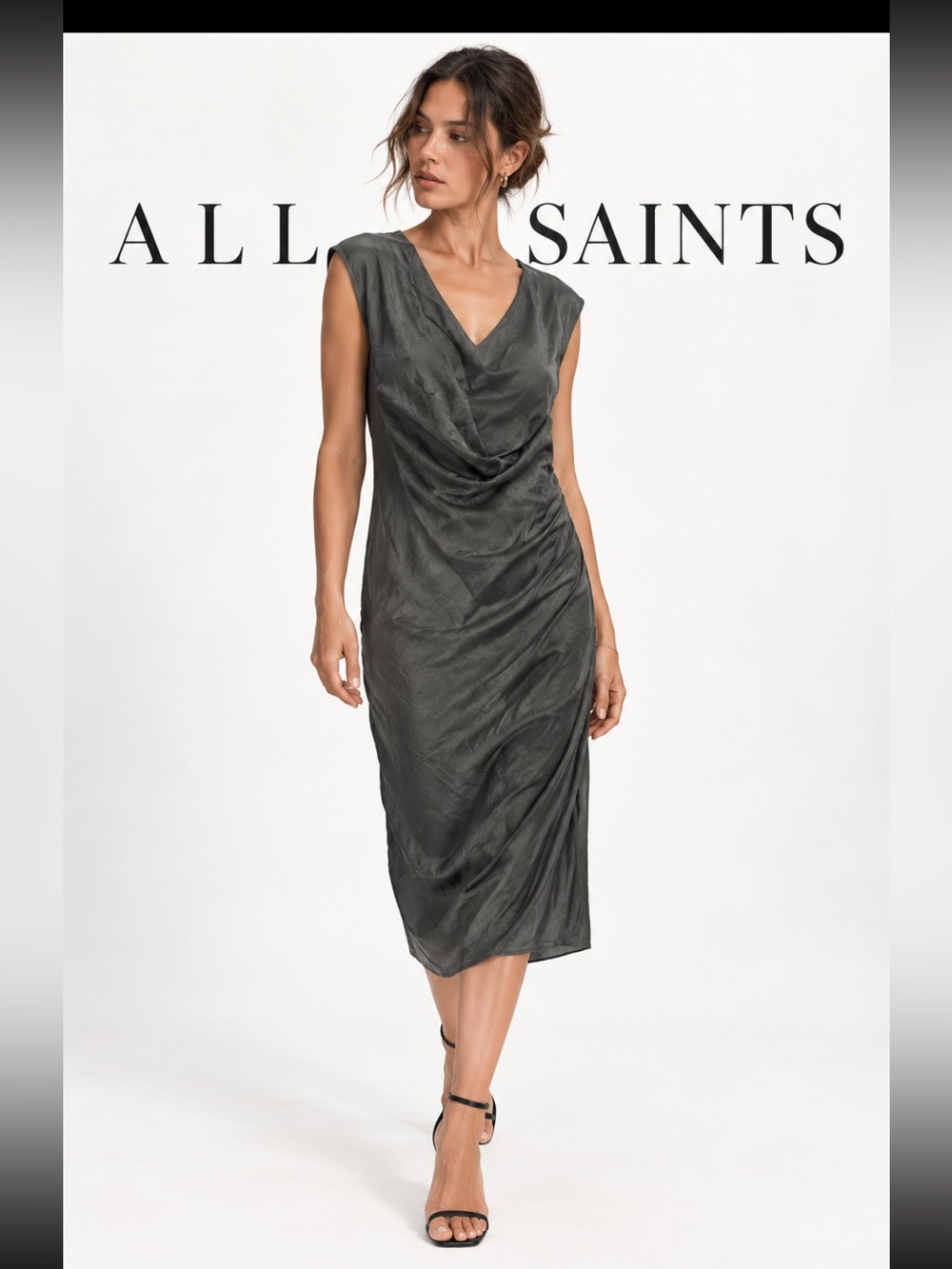 ALL SAINTS draped dark grey dress!